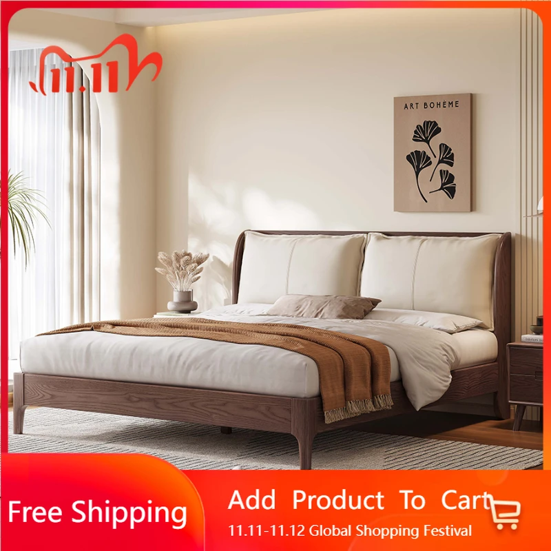 

Hospital Luxury Double Bed Bedroom 200×180cm Wood White Big Adults Loft Bed King Hotel Modern Korean Beliche Unique Furniture