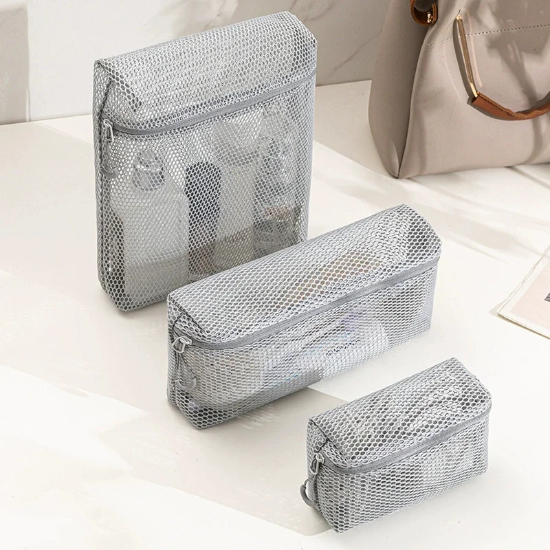 Mesh Makeup Toiletry Storage Bags Handbags Portable Travel Washing Body Shower Tools Organizer Hanging Cosmetic Organizer Pouch