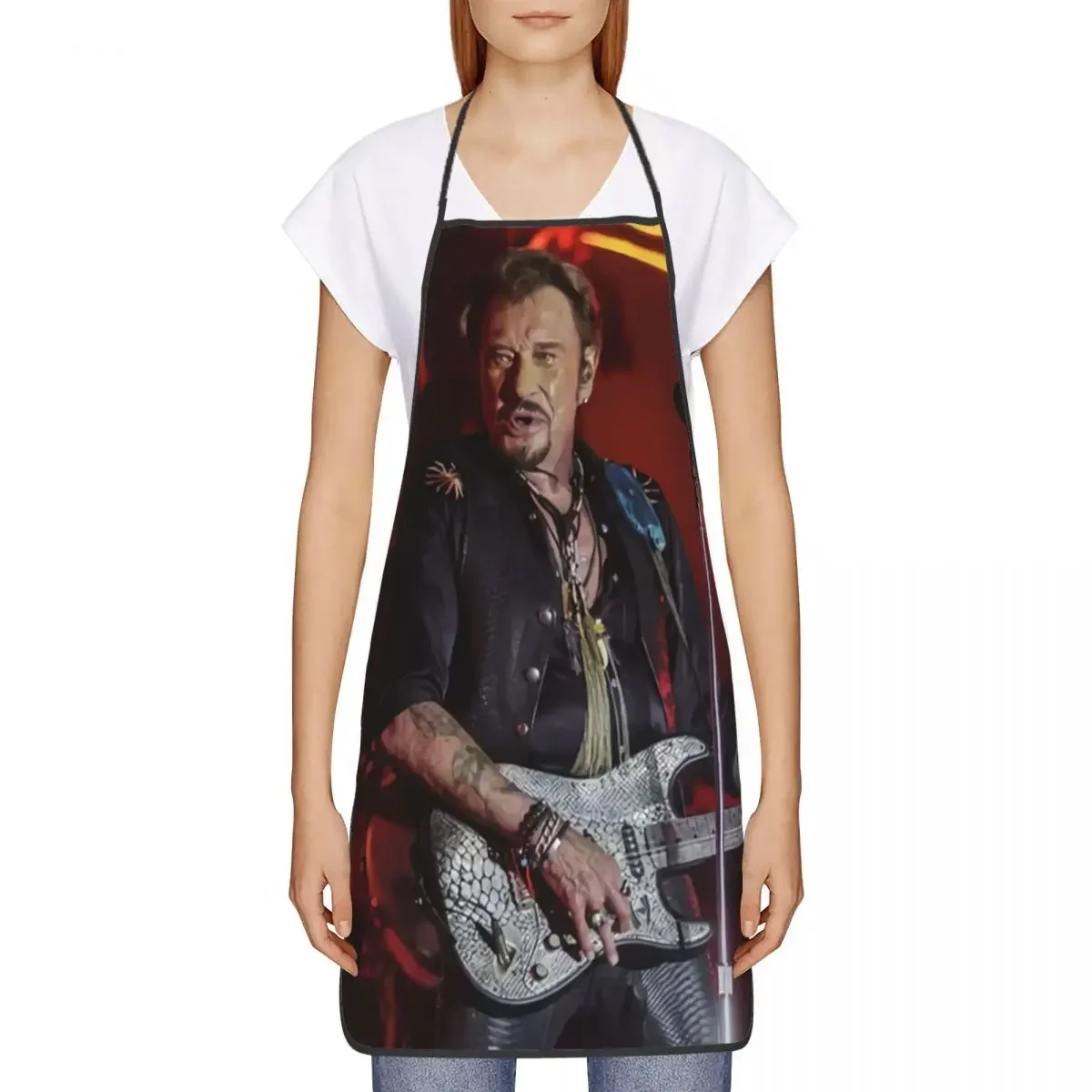 French Singer Johnny Hallyday Apron for Men Women Rock Music Unisex Kitchen Chef Bib Tablier Cuisine Cooking Baking Gardening