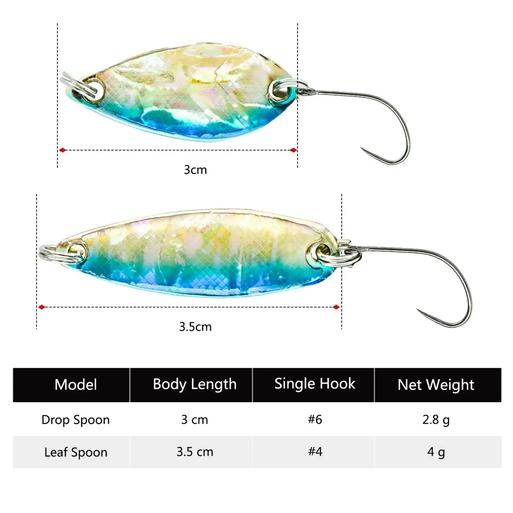 Goture New Micro Fishing Spoon Lure Spinner Hard Artificial Bait for Trout  Perch Fishing, 2pcs/pack, 3cm 2.8g or 3.5cm 4g