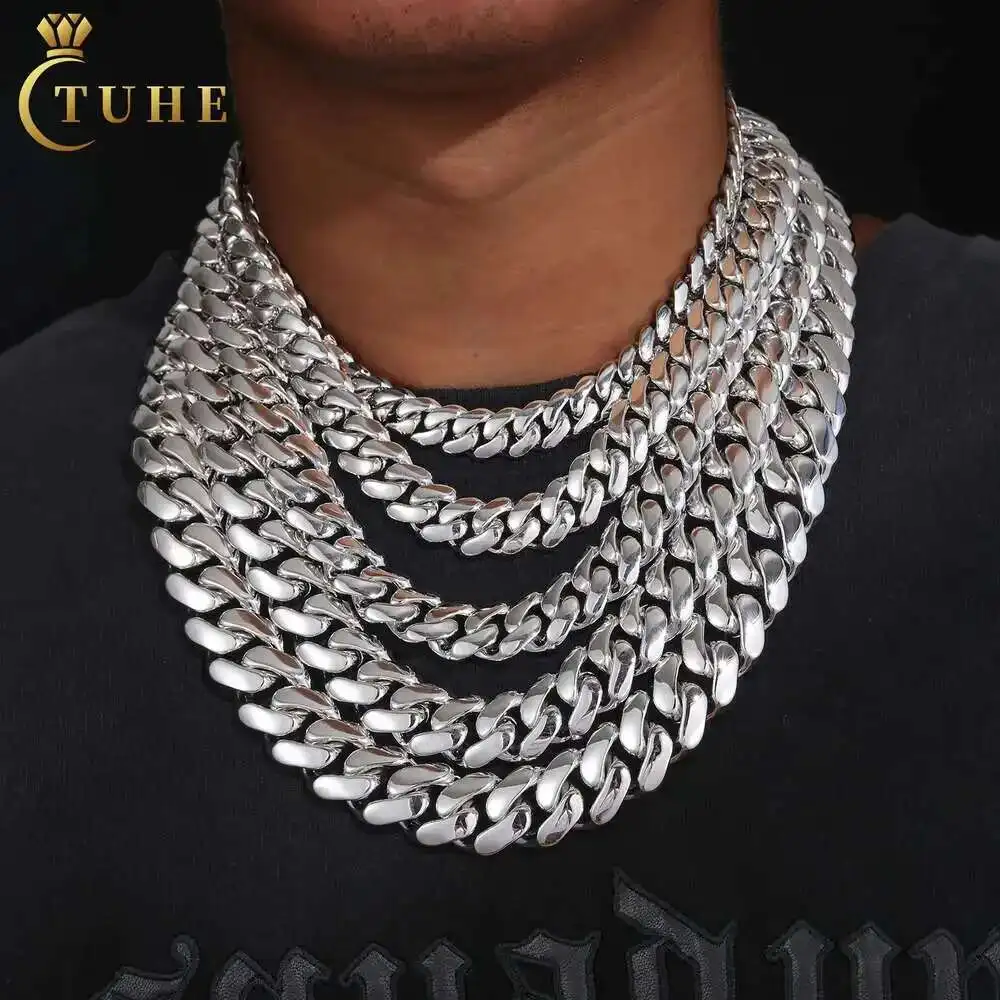 

Luxury Hip Hop Jewelry 10mm-22mm Solid 925 Sterling Silver Moissanite Diamond Iced Out Buckle Miami Cuban Link Chain Necklace