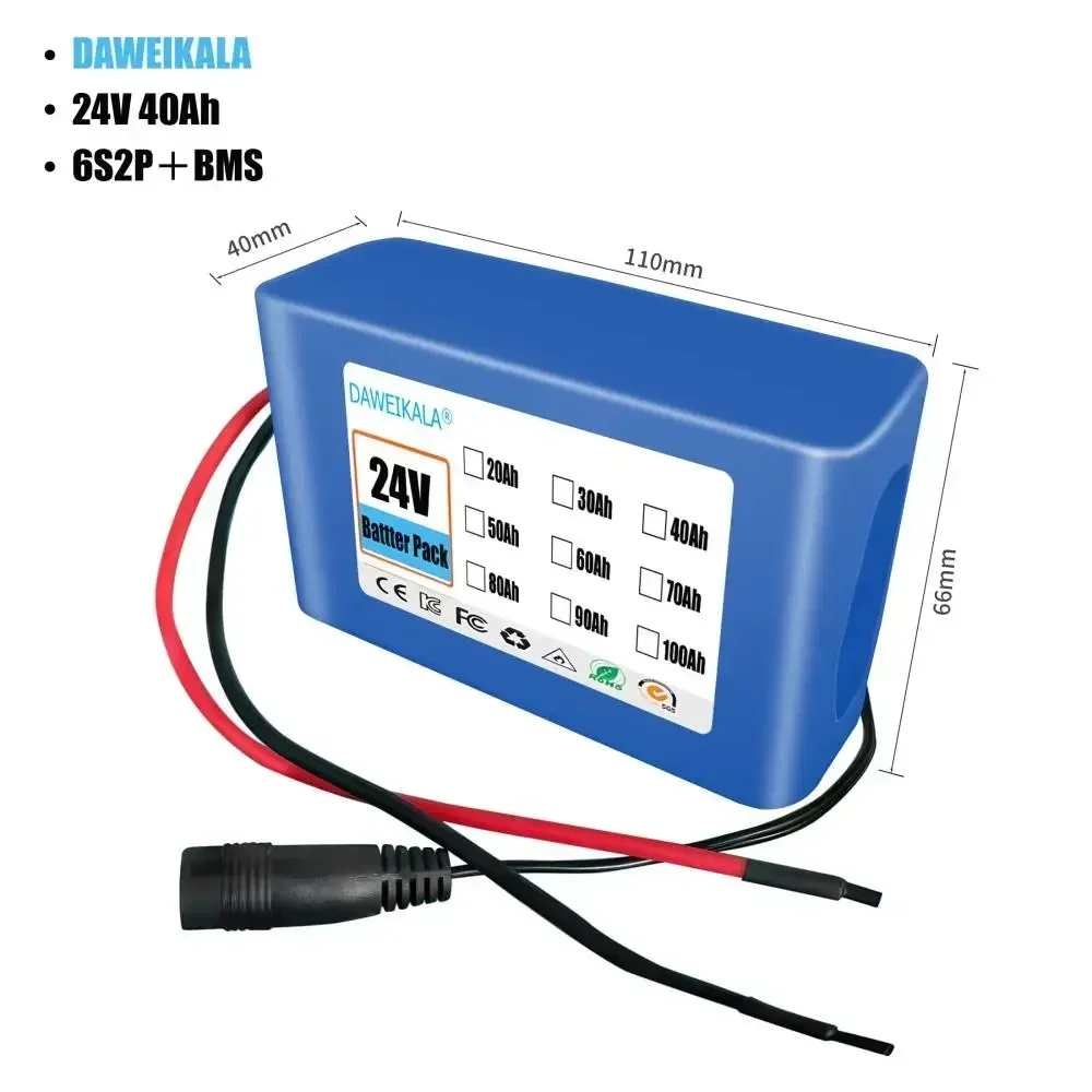 6s4p 24V 40Ah 18650 Battery Lithium Battery 25.2v 40000mAh Moped /Electric/Li Ion Battery Pack