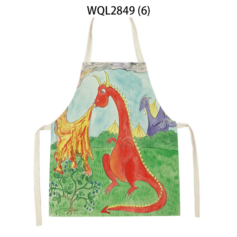 1Pcs Abstract Portrait  Apron for Women Sleeveless Fruit Animal  Aprons Apple Home Cooking Baking Bib Cleaning Tools Pinafores