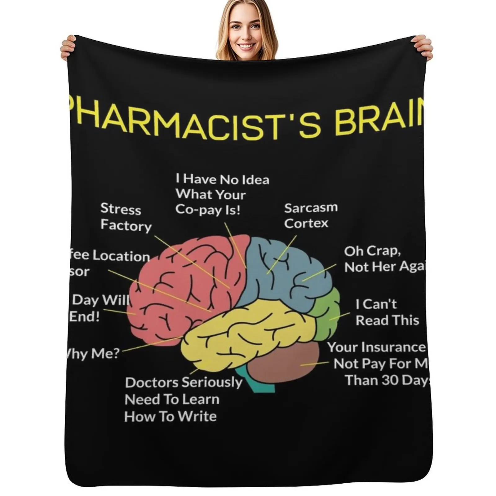 

Pharmacist's Brain Funny Pharmacist Pharmacy Tech T-Shirt Throw Blanket blankets ands Fashion Sofas Nap Soft Beds Blankets