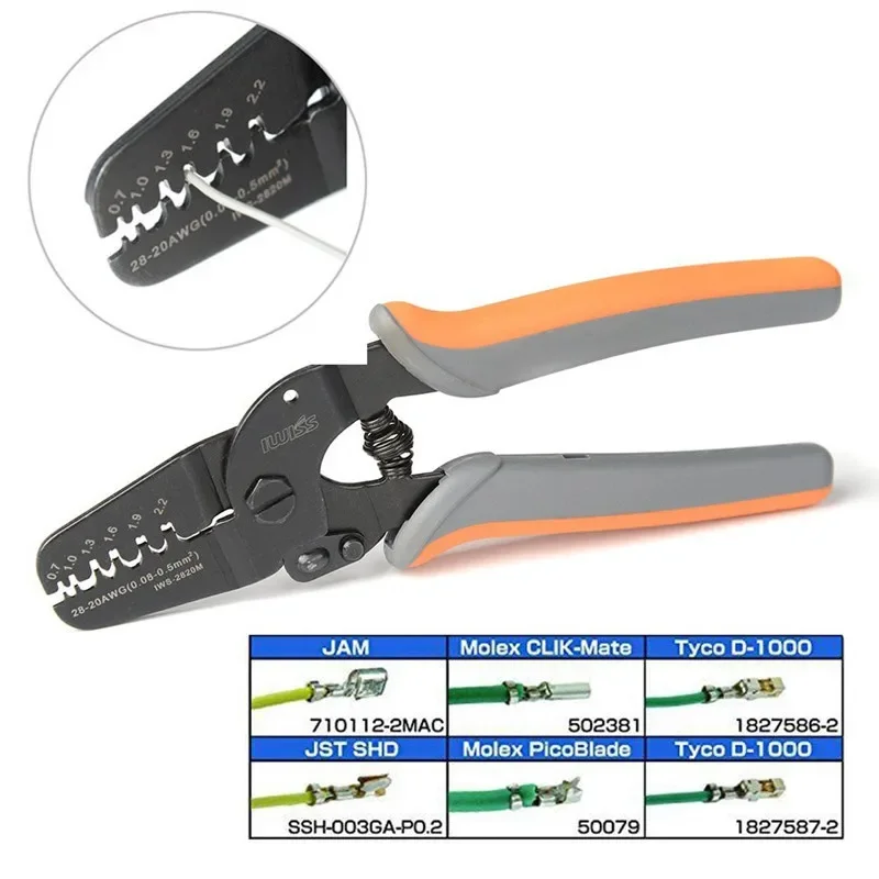 Spade Terminal Crimping Plier, JST1.0 Crimper 1.25mm & 1.5 Pitch 2.0 Wiring Connector