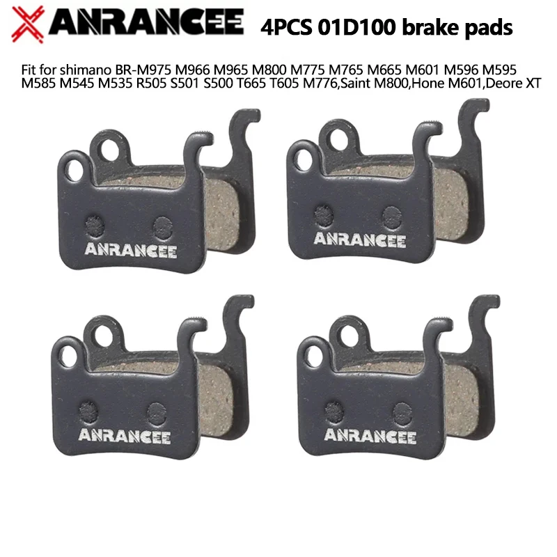 Anrancee 4PCS Brake Pads 01B100 01K100 Resin Disc Brake Pads Road Bike Pad For Shimano BR M375 M415 M446 MT200 RS505 R7070 R8070