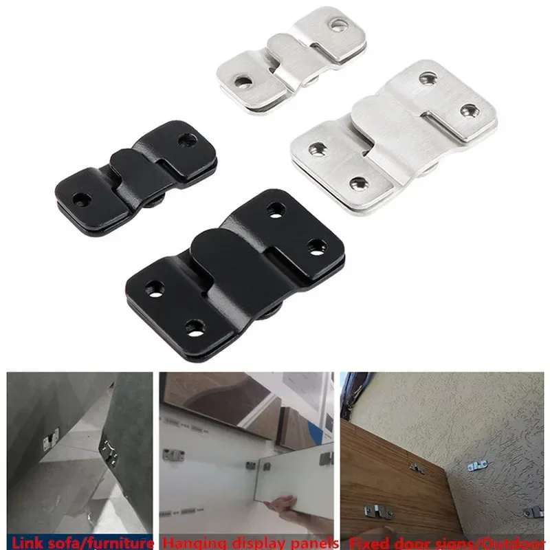 1pcs Stainless Steel Heavy Duty Picture Frame Hanger Photo Display Hooks Bed Interlocking Hanging Fasteners Furniture Connector