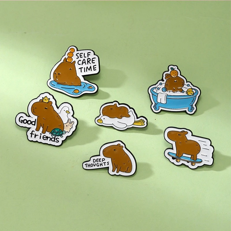 New Style Cute Capybara Brooch Animal Bookbag Decoration Creative Alloy Drop Oil Enamel Pin Badge DIY Clothing Hat Scarf T-shirt