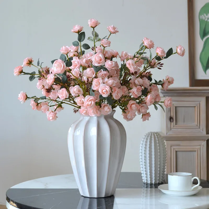 52CM Home Decoration Artificial Flowers Living Room Wedding Photography Silk Flower Scene Arrangement Curled Edge Small Roses