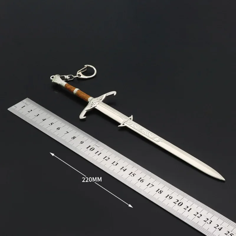 Baldur's Gate Justic Sword of Sword Weapon Dragons City Metal Game 주변 장치, 카타나 사무라이 소드 무기 모델, 소년 장난감 선물, 22cm