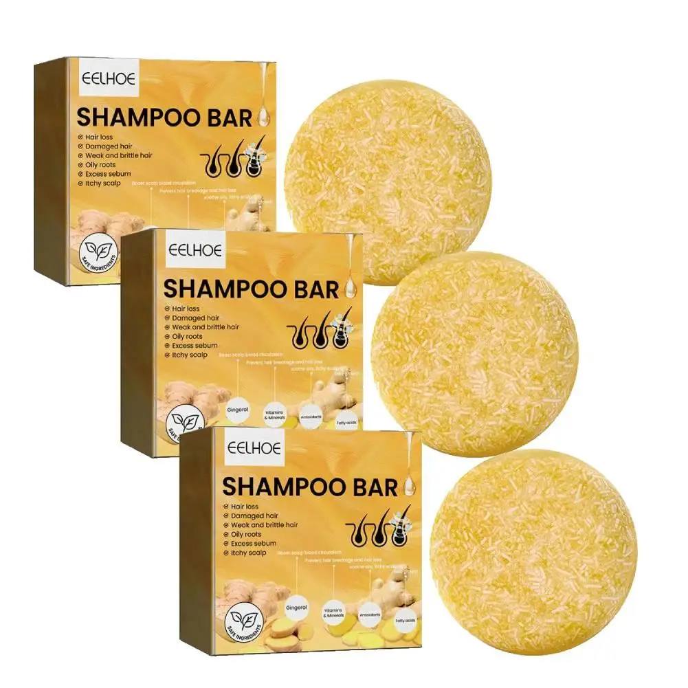 

3PCS Ginger Polygonum Hair Shampoo Bar Pure Plant Hair Shampoos Hair Care Soap Anti Dandruff Moisturizing Handmade Glossy Scalp