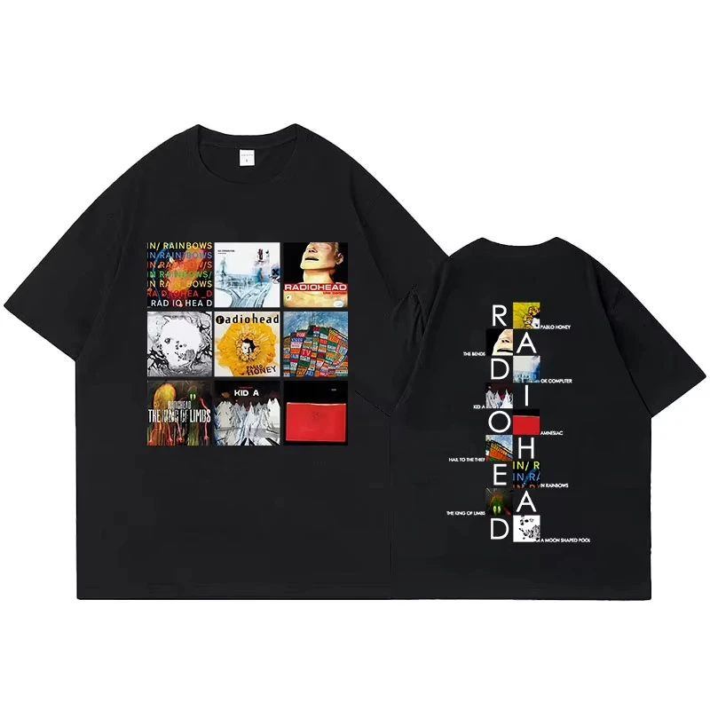 Summer Hot Sale Rock Band Radiohead Album Cover Vintage Washed T Shirt Men Women Gothic Fashion T Shirt Harajuku Hip Hop T-shirt