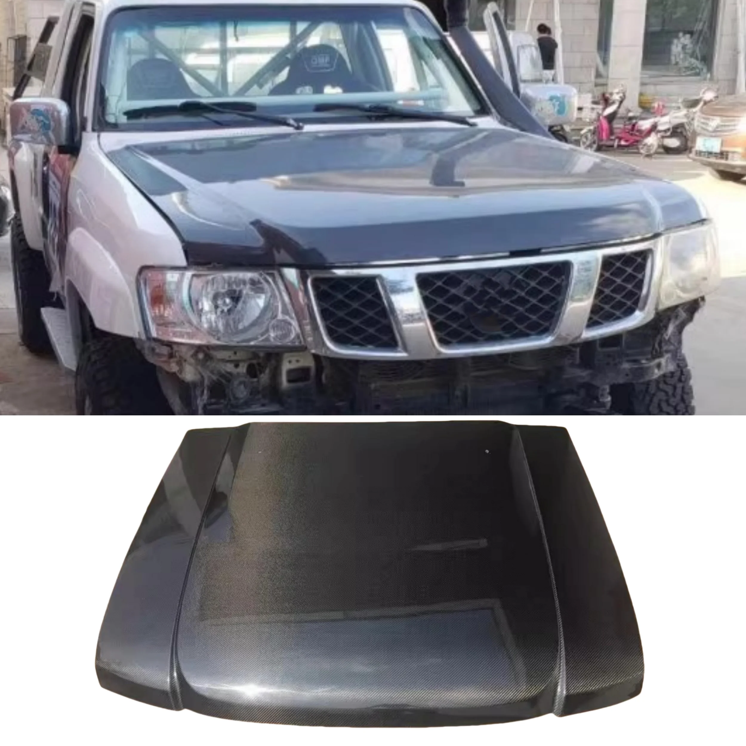 

Крышка двигателя из углеродного волокна, капот для Nissan Patrol Y60 Y61, модифицированный капот, совок, комплект кузова, автомобильные аксессуары