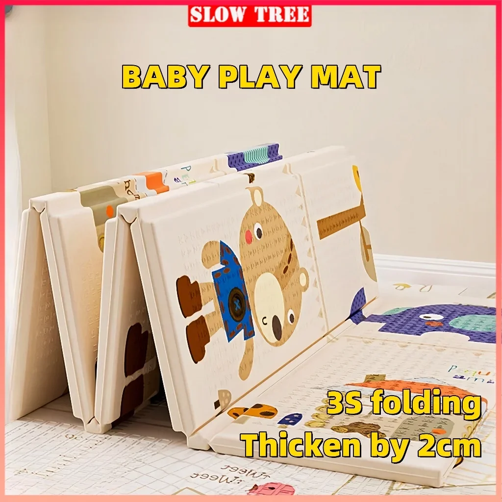 

Thick Foldable Baby Play Mat with Non-Toxic Foam Interlocking Tiles for Crawling and Tummy Time,Floor Mat for Infants