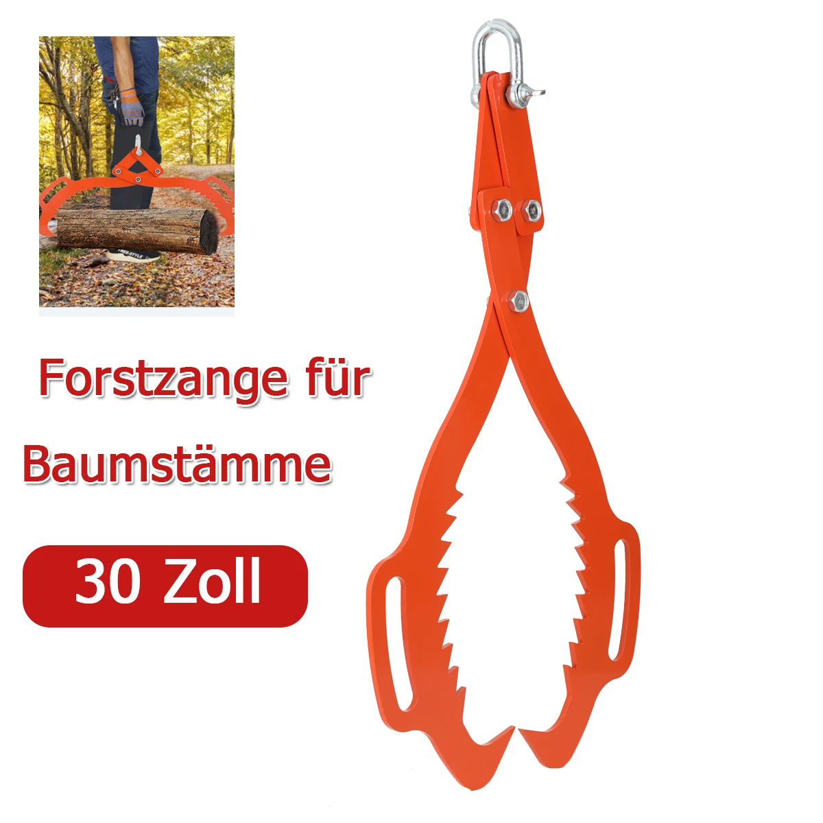 2 Serrated Claw Hook,Log Lifting Tongs, Heavy Duty Grapple Timber Claw,Lumber Skidding,Log Lifting 30in for Garden Wood Handling