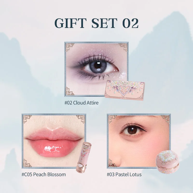 Conjunto de maquiagem flor sabe borboleta nuvem colar coleção conjunto de presente de maquiagem inclui sombra blush batom vegano e crueldade-livre