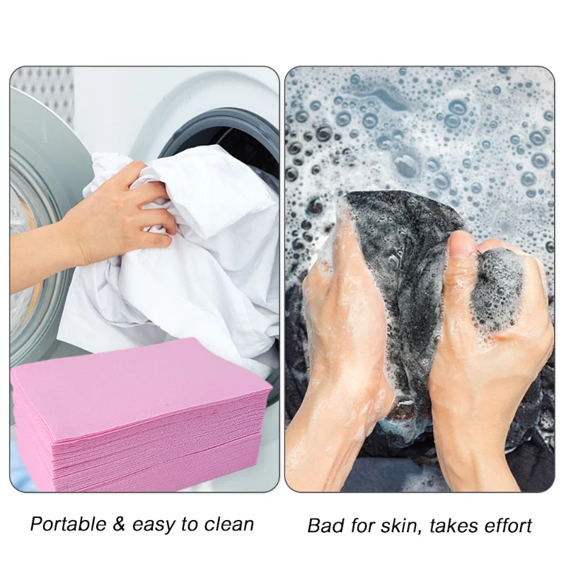 Portable Laundry Sheet Fruit Crystal Laundry Bubble Paper Cleaning Sheet Strong Decontamination Scent Lasting Laundry Tablets