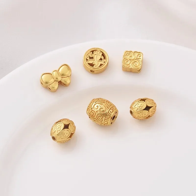 Manik-manik ember warna emas bodoh 18K buatan tangan diy tali manik gelang gelang busur transfer manik perhiasan dengan manik-manik