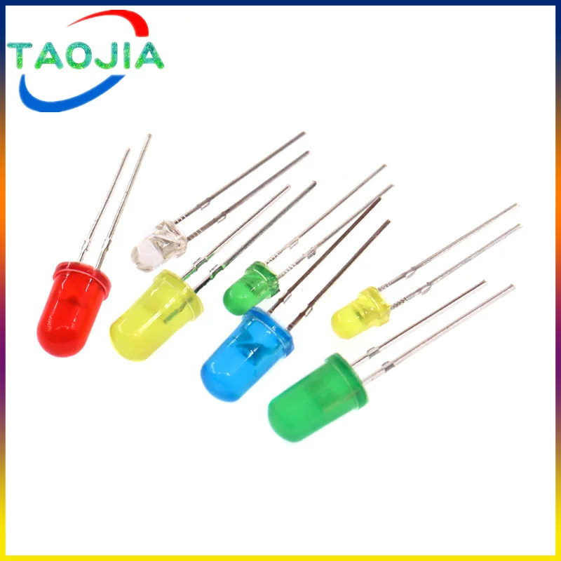 100pcs/lot 3mm 5mm LED Red Green Yellow Blue White F3 F5