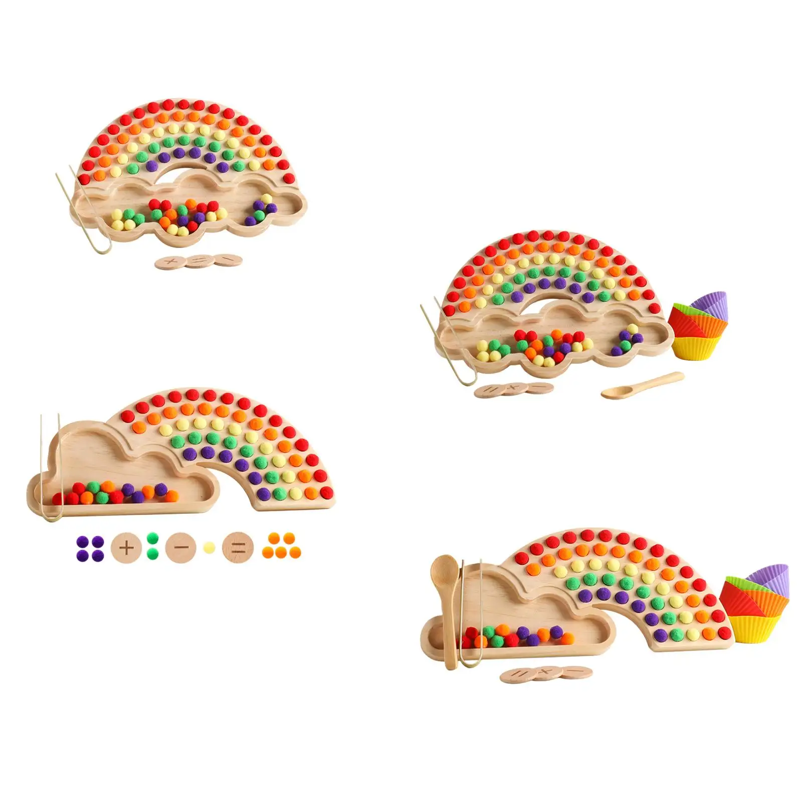 Giocattoli impilabili per ordinamento dei colori, puzzle con perline con clip arcobaleno, tavola di legno educativa,