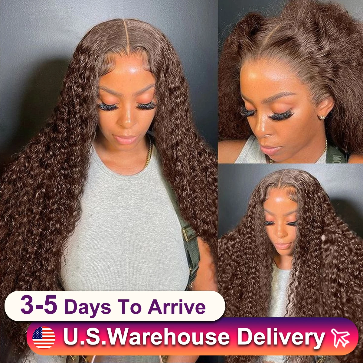 Brown Colored Curly Hd Lace Frontal Wig 40 Inch 13x6 Water Wave Lace Front Wigs Human Hair Loose Deep Wave Wig For Black Women