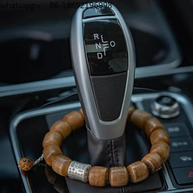 Natural Agarwood Buddha Beads Sterling Silver Heart Sutra Car Pendant Gear Bead Gear Car Safety Pendant