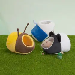 Cartoon Hamster Cotton House Bear/Panda/Bee Shape Soft Winter Hamster Nest Comfortable Thickened Rat Sleepping Bed for Winter