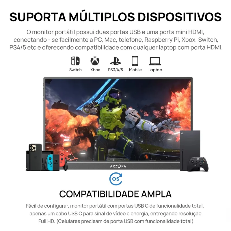 Monitor Portátil Arzopa 16 Polegadas 2K QHD 2560x1600 IPS USB-C — foto 3