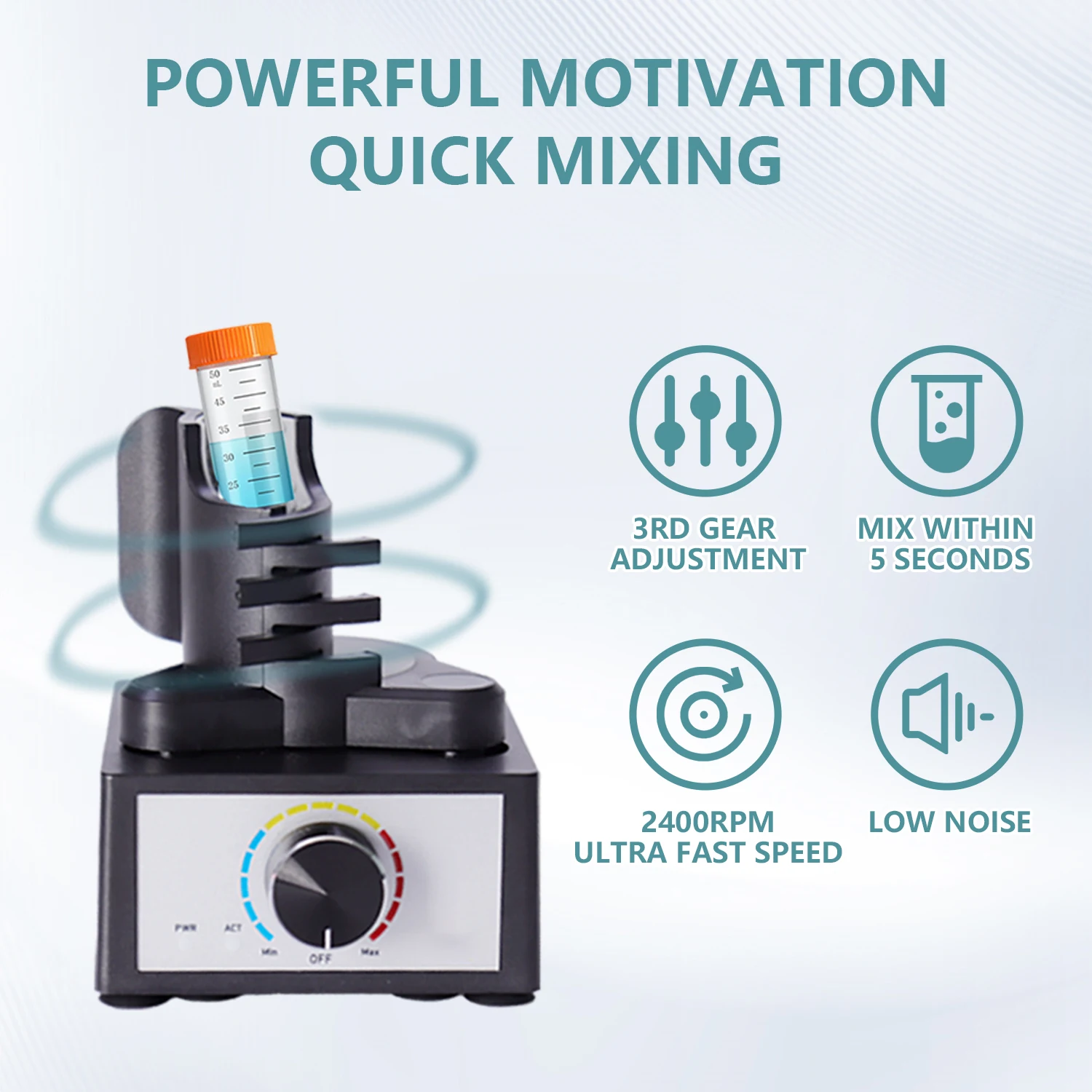LABHOUSE Model Vortex Paint Shaker Mixer, 0‑2400 RPM, Max. 100 mL, Hands‑Free Clamp, for Hobby Paints, Nail Polish, Pigments, Glue Adhesives, Lab Use, 100 Mixing Balls Included