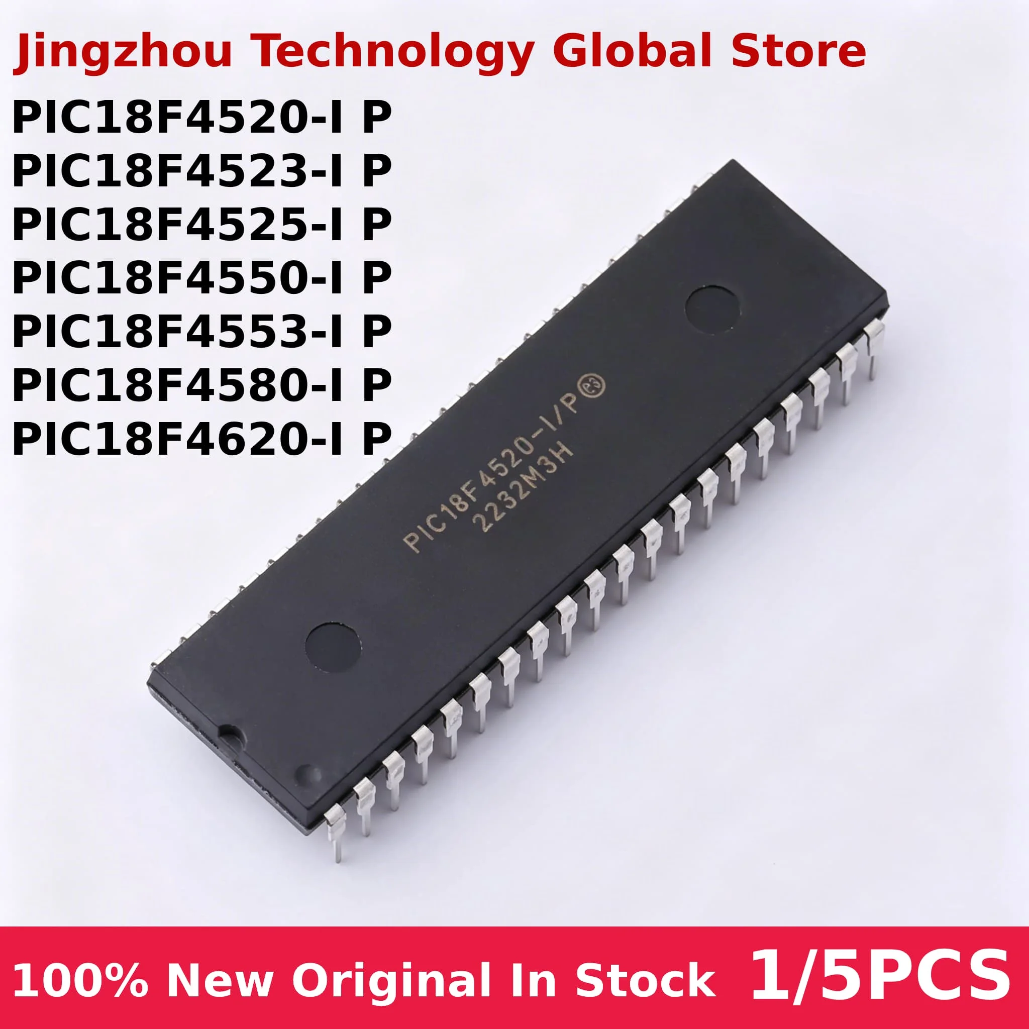 1/5PCS PIC18F4550-I P PIC18F4520 PIC18F4523 PIC18F4525 PIC18F4550 PIC18F4553 PIC18F4580 PIC18F4620 -I P DIP-40 IC Chip Wholesale