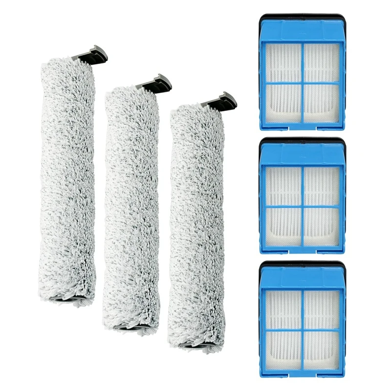 

X16A 2025 NEW-Brush Rollers & Filters Replacement For Bissell Crosswave Omniforce 3882 Vacuum Cleaner-3 Brush Rollers&3 Filters