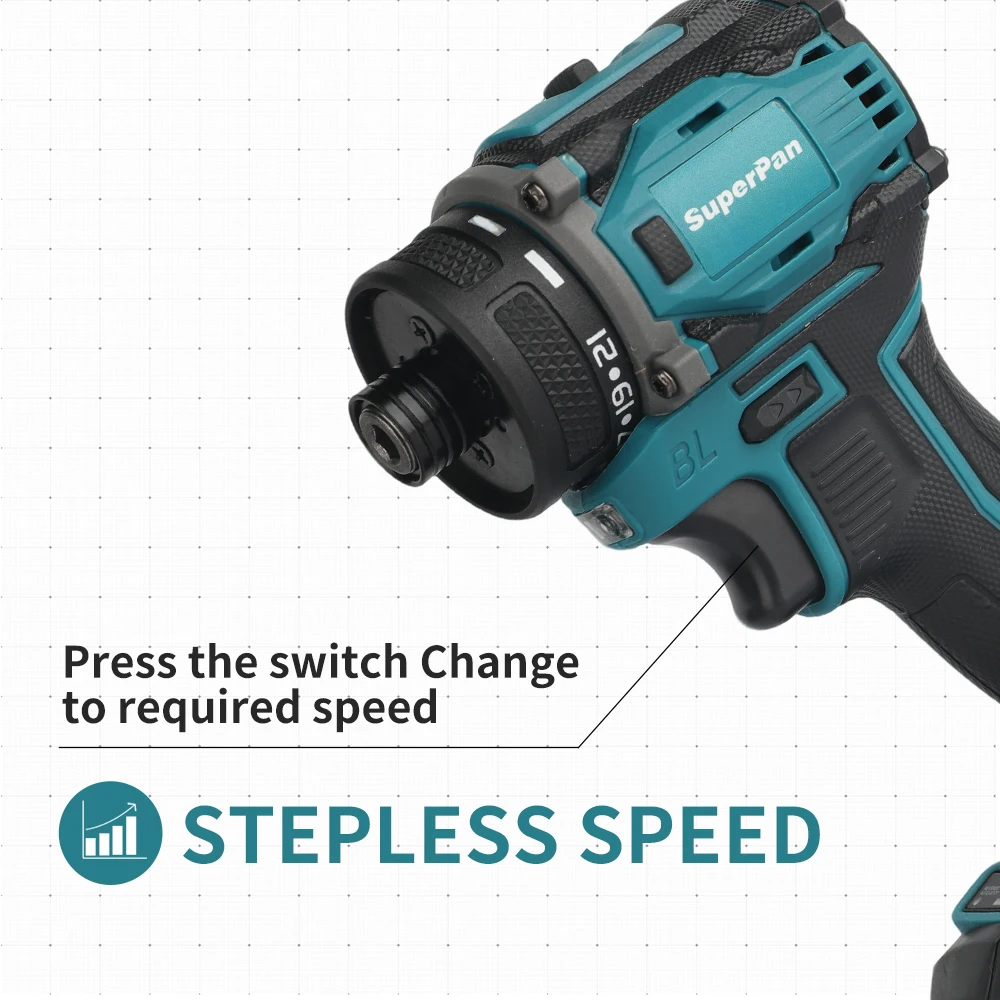 

Compact Brushless Impact Driver, 3000RPM, 1/4" Hex Chuck, Long-Lasting, for Home Improvement & Repairs,For makita Battery