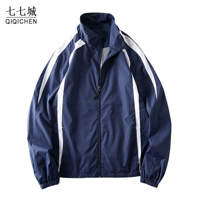 

Spring Windbreaker Jackets Men Fashion Patchwork Quick Drying Sports Coats Korean Style Casual Loose Jacket Unisex Streetwear