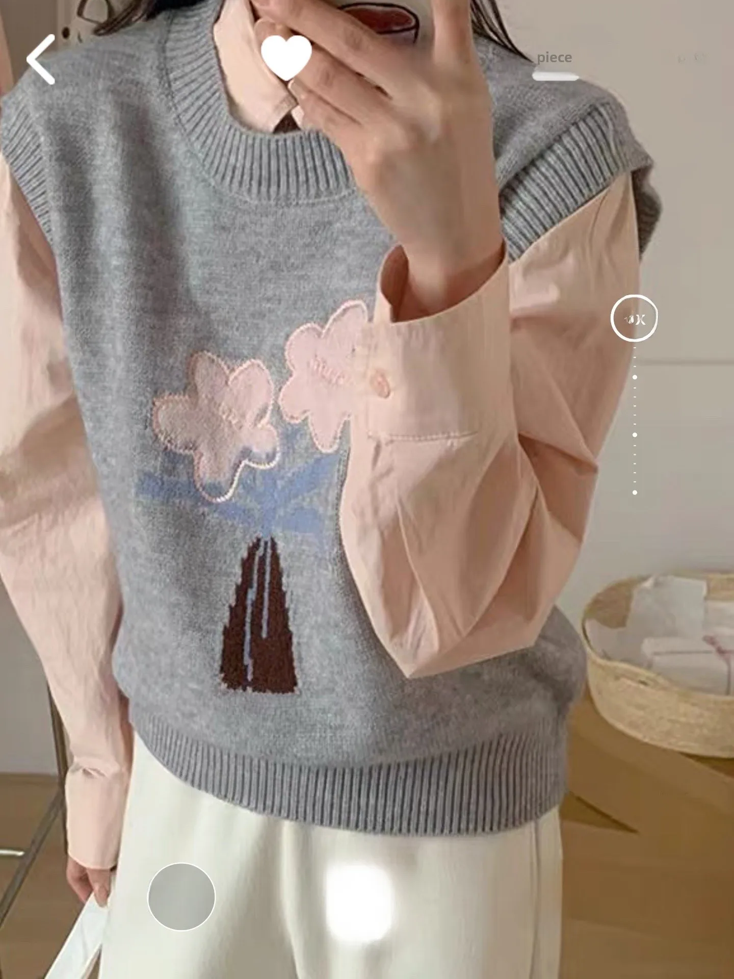 

Повседневный круглый свитер с цветочной вышивкой, жилет свободного покроя, дизайн с надписью, цветной вязаный топ для колледжа