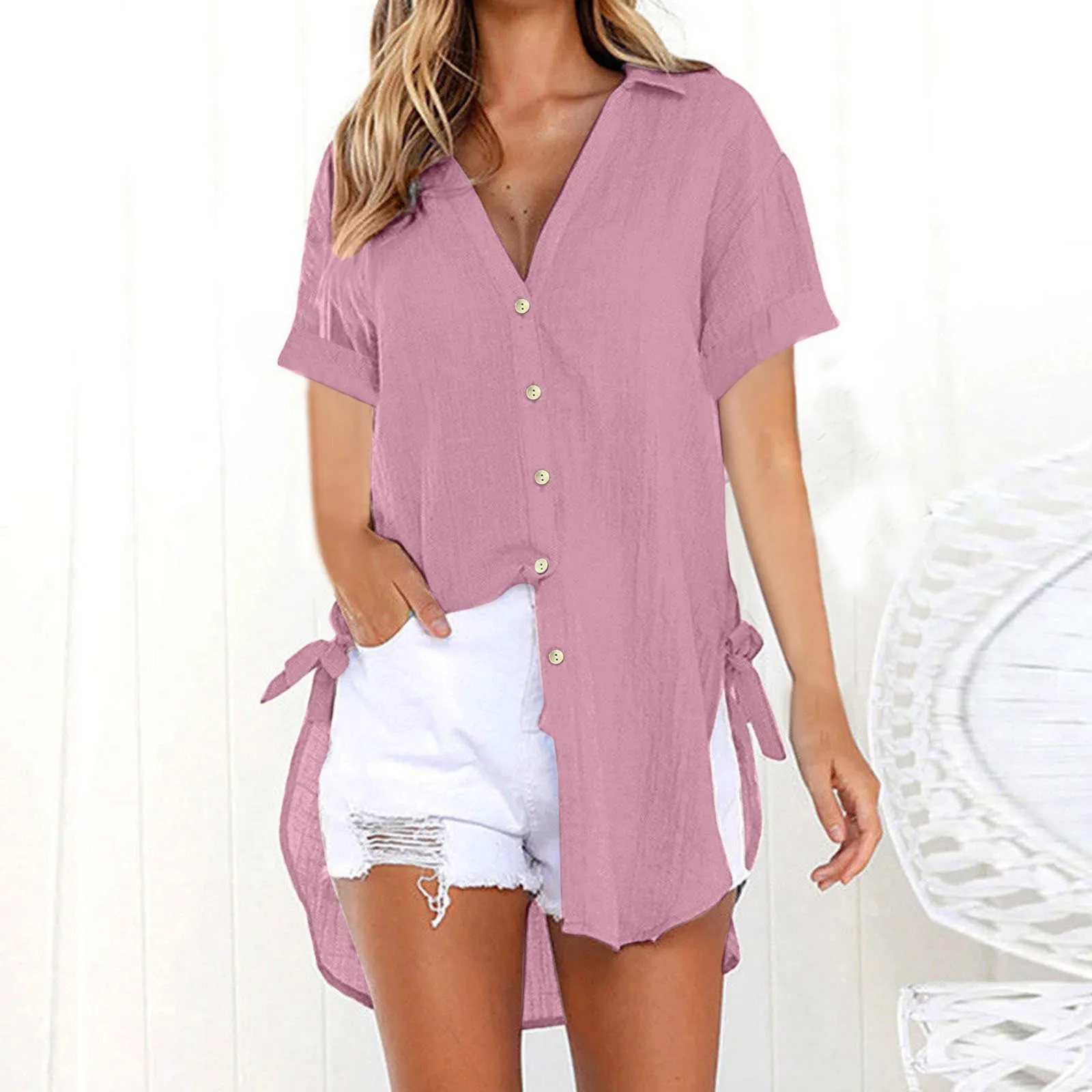 Casual Long Sleeve Loose Shirts Women Fashion Cotton Linen Blouses Tops Vintage Streetwear Oversized Button Tunic Top Tee