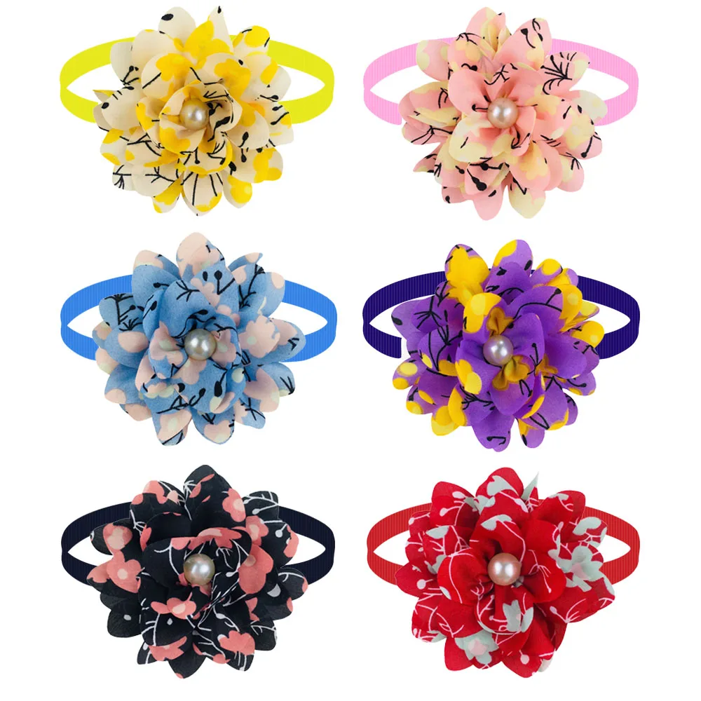 50/100pcs Big Flower Dog Bowties Fashion Bow Ties Collar Summer Dogs Pets Grooming Products Dog Accessories For Small Dogs