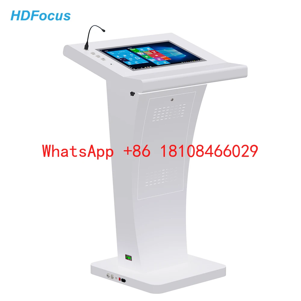 Best Price Smart LCD 21.5 Inch All-in-One Touch Screen Digital Podium Kiosk with Mic and Speaker for Conference
