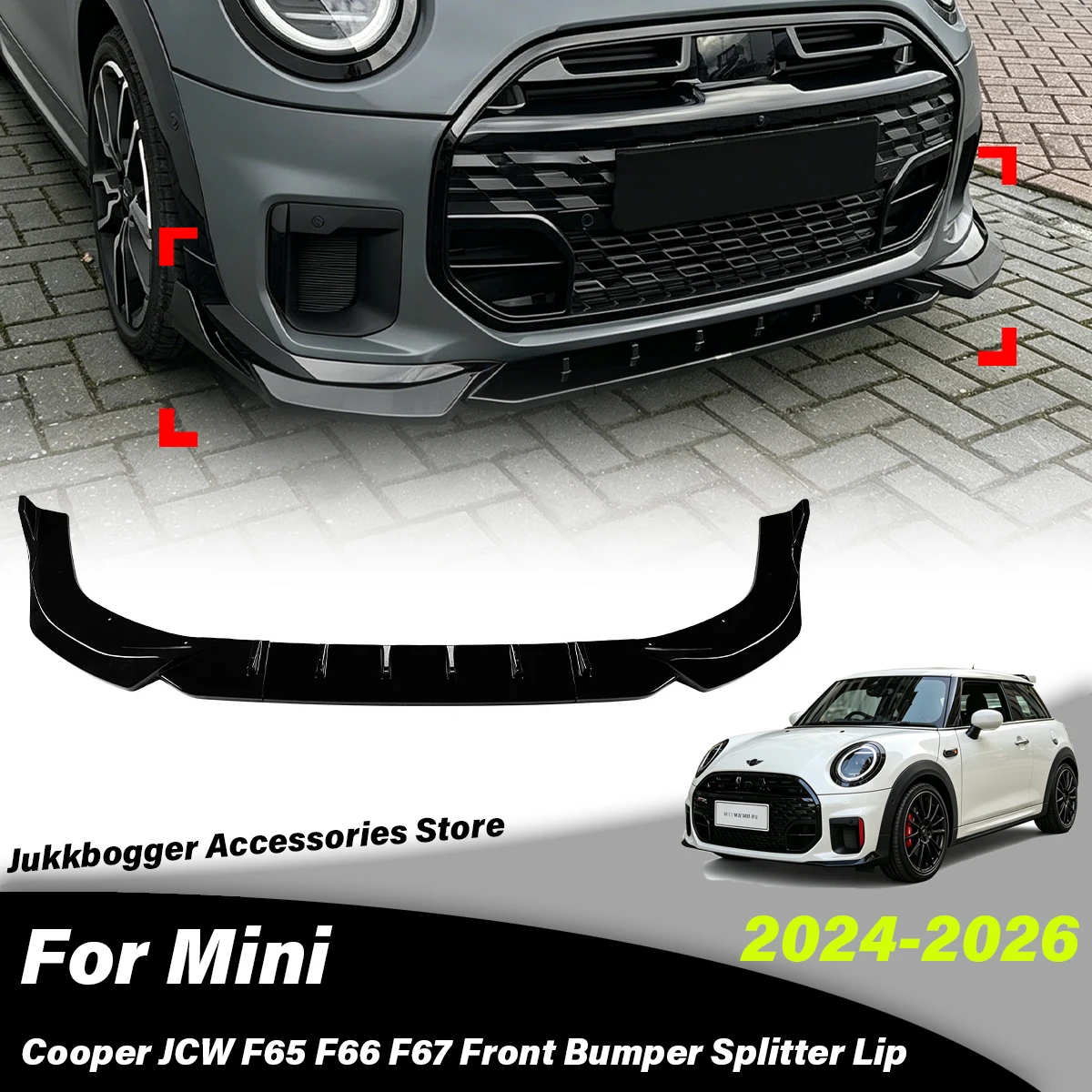 

For Mini Cooper JCW F65 F66 F67 2024 2025 2026 Automobile Front Bumper Spoiler Lip Splitter External Decoration Accessories Kit