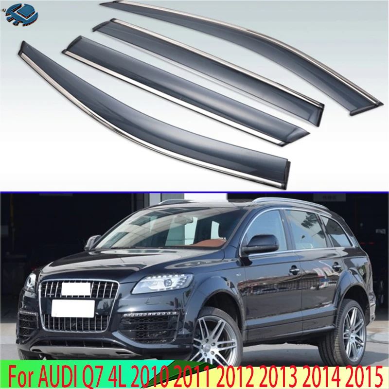 For AUDI Q7 4L 2010 2011 2012 2013 2014 2015 Plastic Exterior Visor Vent Shades Window Sun Rain Guard Deflector