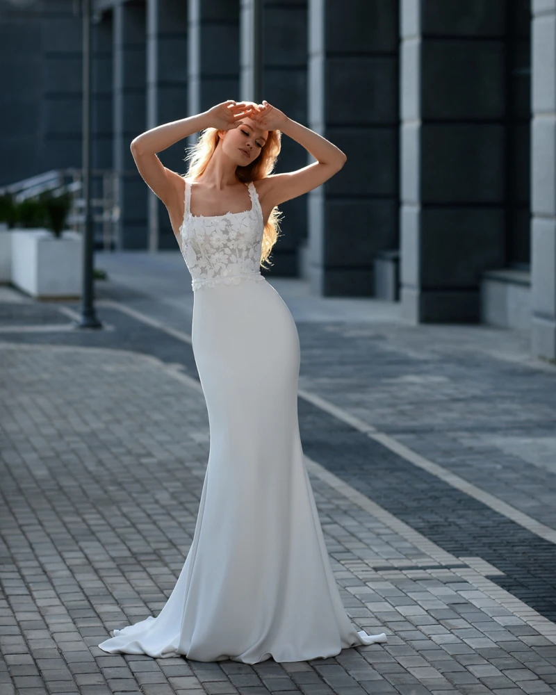 Vestido de Noiva Sereia com Top de Renda, Spaghetti Strap, Robe Backless, Personalizado à medida, Elegante e Impressionante Vestidos de Noiva