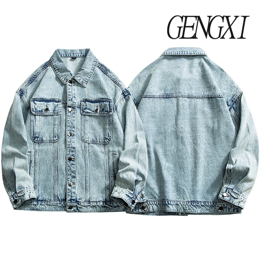 الخريف/الشتاء جديد وصول الرجال غسلها الدنيم سترة الشارع الرجعية نمط واحدة الصدر طوق الدنيم سترة الرجال المألوف