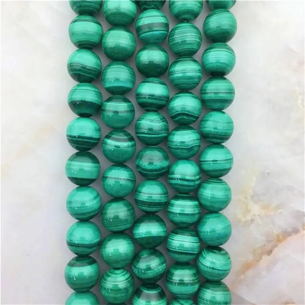 

Top Grade Natural Malachite Stone Beads 6/8/10/12MM Round Green Smooth Peacock Stone Charm Beads Accessories Gem For DIY Jewelry