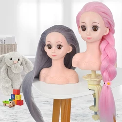 Mannequin Wig Head With Synthetic Hair With Adjustable Wig Stand Holder Manikin Head Styling Hairdresser Training Head Doll Head