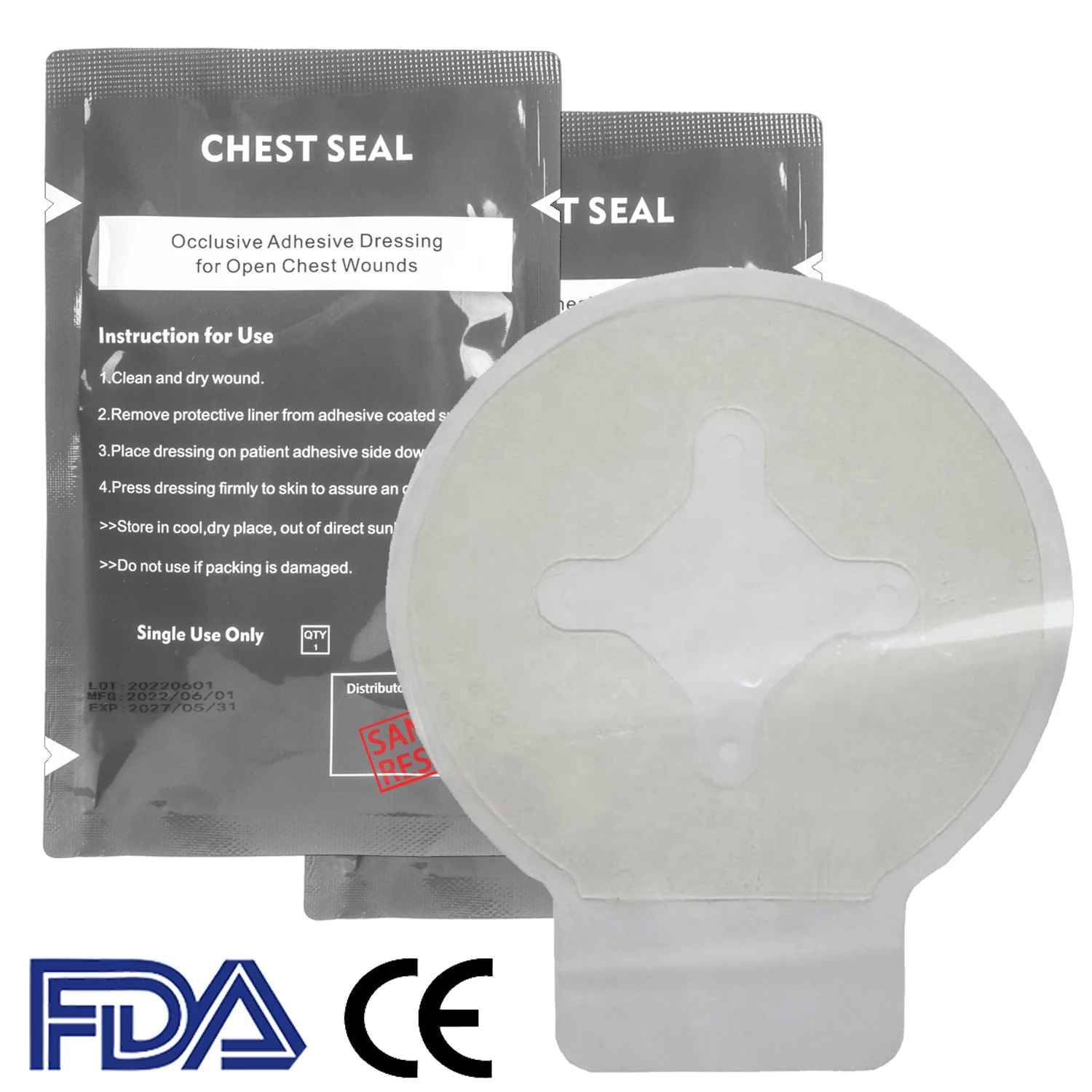 Medical Chest Seal Vented Dressing Bandage First Aid Kit Rescue Hyfin IFAK Chest Seal Outdoor Emergency Medical Treatment