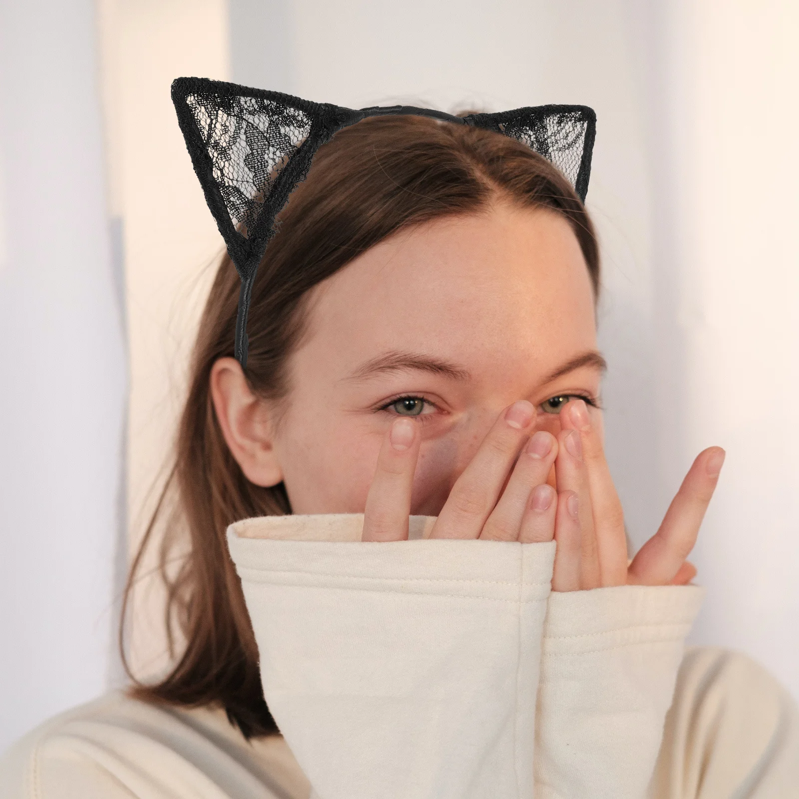 

Повязка на голову с кошачьими ушками, 47 см, 19 дюймов, 40 см, 157 дюймов, прочная металлическая проволока, костюмное праздничное платье, кружевная повязка на голову