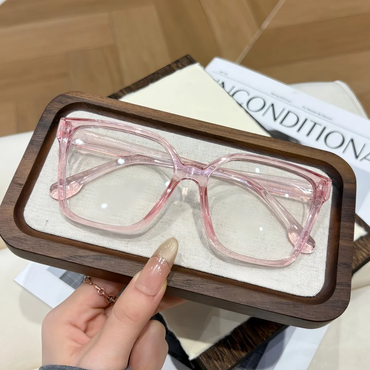 1 Stück/2 Stück/3 Stück/4 Stück elegante, einfache und stilvolle geometrische Brille mit transparenten Gläsern, geeignet für das tägliche Lesen im Büro – Detail 22