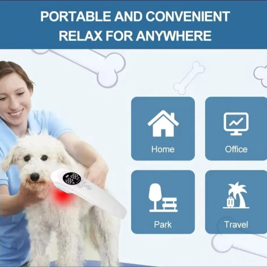 

Portable Veterinary Red Light Therapy Device 650nm & 808nm Wavelengths for Dog & Cat Arthritis, Ligament & Bone Repair