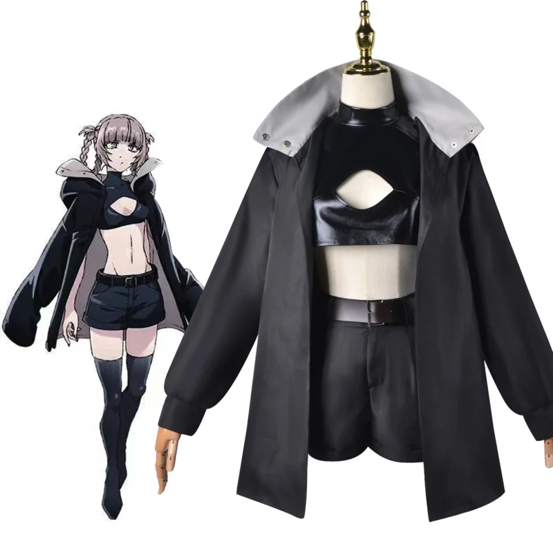 Anime Call of The Night Nanakusa Nazuna Cosplay Costume Wig Black Cloak Jacket Leather Vest Shorts Outfit Yofukashi No Uta Women
