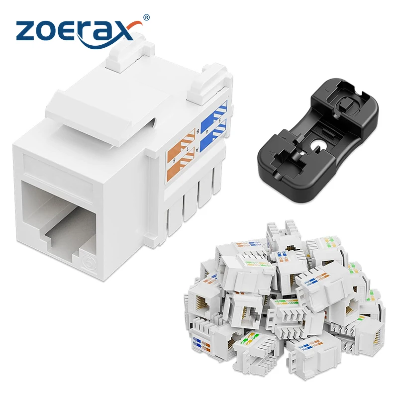 ZoeRax Cat6 Keystone Jack RJ45 Keystone Jack y Keystone Punch Down Stand, Jack de 90 grados (no compatible con Panel de parche)