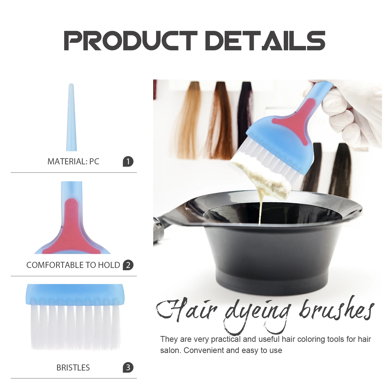 

6 шт. кисть для оттенка, прочная мягкая щетина, простая в использовании и чистящая парикмахерская, необходимый инструмент, кисть для окрашивания волос, парикмахерский инструмент